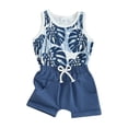 thumbnail image 1 of Honganda 0-3Y Baby Boy 2 Pcs Outfits Sea Tree Print Sleeveless Tank Tops Shorts Set Summer Clothes, 1 of 9