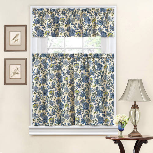 Traditions by Waverly Navarra Kitchen Curtain and Valance Set Walmart