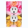 thumbnail image 1 of Metal Light Switch Plate Outlet Cover Pink Rose Flower Butterfly ROS003, 1 of 13