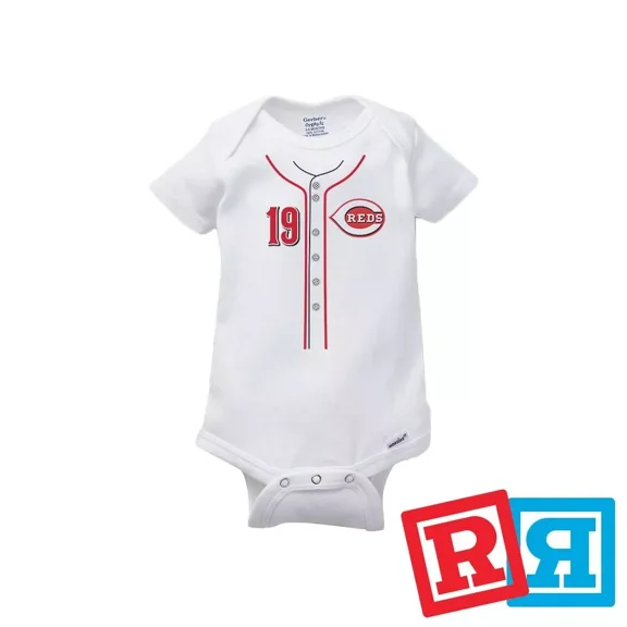 Bella Canvas Joey Votto Reds Gerber Baby Onesie® Bodysuit Cotton Unisex White Short Sleeve
