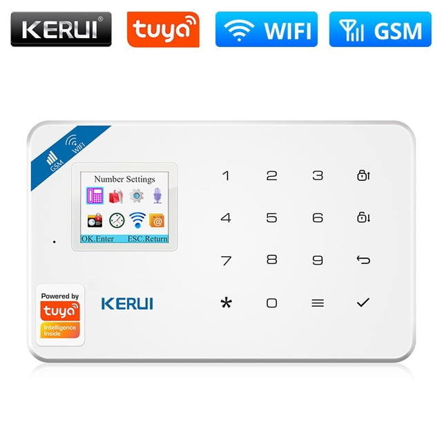El sistema de alarma de seguridad KERUI Tuya Smart WIFI GSM funciona con Alexa Home, Detector de movimiento antirrobo, puerta de humo, Sensor de ventana, cámara IP Tan Jianjun unisex