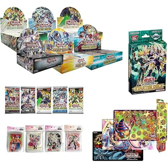 Yugioh Tournament Ready Starter Deck Builder Gift Bundle: 1 Booster Box   5 Assorted Booster Packs   1 Duel Monsters Starter Deck   1 Pack Standard Size Sleeves   1 Rubber Playmat