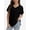 Black, variant on Women's Casual V-Neck Tee Loose Fit Rolled Sleeve Tunic Tops with Side Split Black XXL