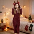 thumbnail image 2 of TBWNWG Girls Winter Hooded Romper Jumpsuit Soft Reindeer Design Warm Cozy Playwear For Toddler Kids,Size 2-3 Years, 2 of 6