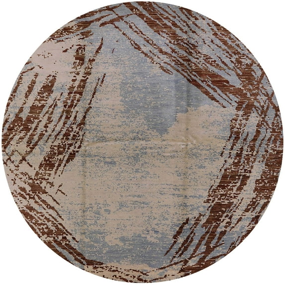 Ahgly Company Indoor Round Mid-Century Modern Reddish Brown Oriental Area Rugs, 5' Round