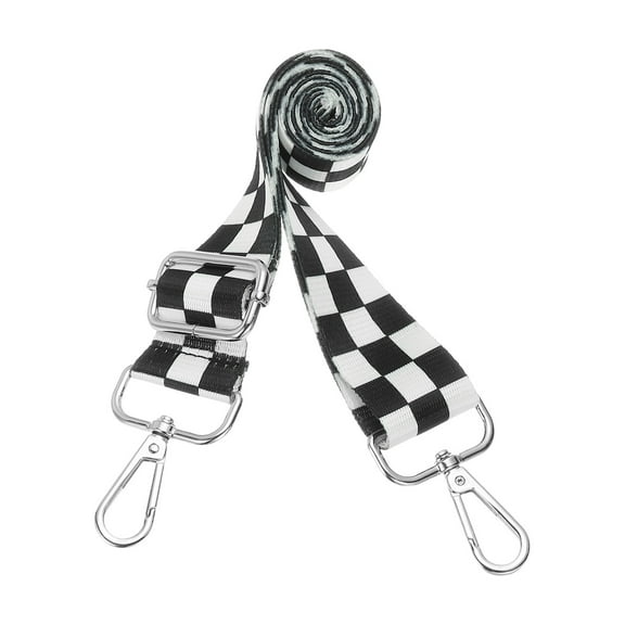 Purse Straps Replacement Crossbody, Purse Strap Crossbody Straps Adjustable Replacement Universal Long Handbag Shoulder Stripe Black White Pattern for Purses, Silver, Big Squares