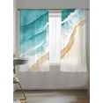 thumbnail image 5 of Sheer Curtains 72 inches Long, Beach Watercolor Teal Blue Coastal Ocean Beach Theme Light Filtering Sheer Window Curtains Rod Pocket Voile Drapes for Bedroom Living Room, 52"W x 72"L 2 Panels, 5 of 7