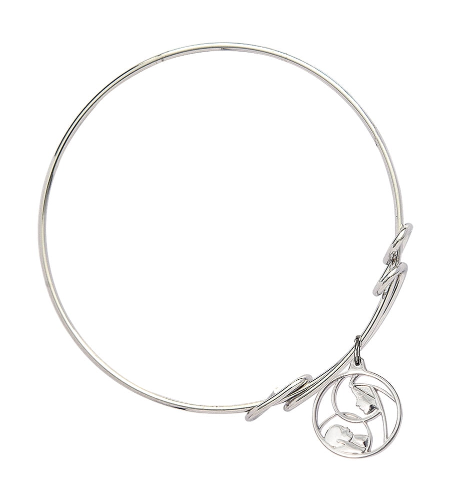 Bonyak Jewelry Round Double Loop Bangle Bracelet w//Madonna and Child in Gold-Filled