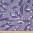 thumbnail image 2 of Ambesonne Dark Purple Fabric by the Yard Microfiber, Lilac Delicate Feathers, 10 Yards, Lavender Fuchsia, 2 of 2