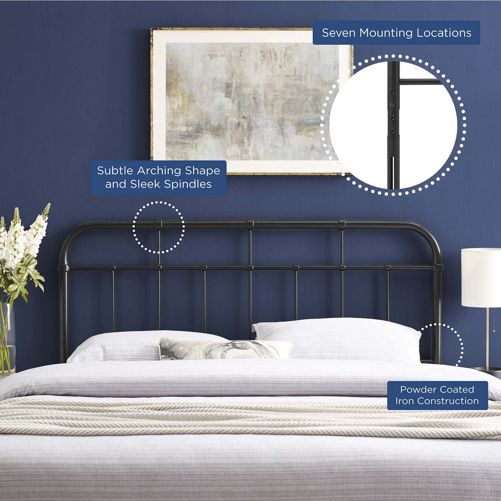 Headboard, Twin Size, Metal, Black, Modern Contemporary Urban Design, Bedroom Master Guest Suite