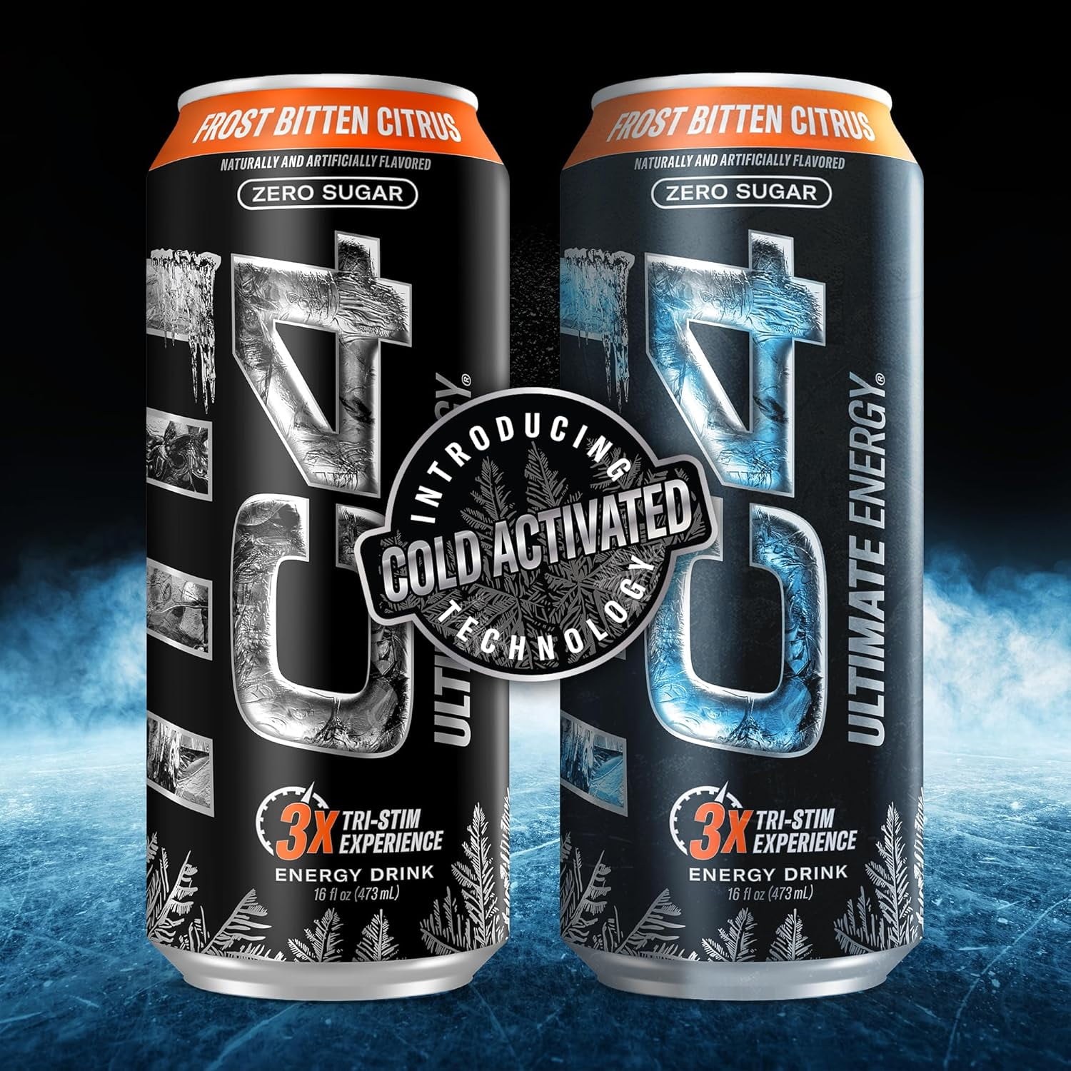 C4 Ultimate Energy Drink, Frost Bitten Citrus Flavor, Zero Sugar, Carbonated, 16 oz can (12 Pack)