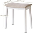 thumbnail image 3 of Saddle Cushion Vanity Stool Chair, Foot Rest Stool with Solid Wood Legs, Modern Vanity Bench Ottoman for Piano, Upholstered Seat for Bedroom, Entryway, White Legs&Light Linen, 3 of 17