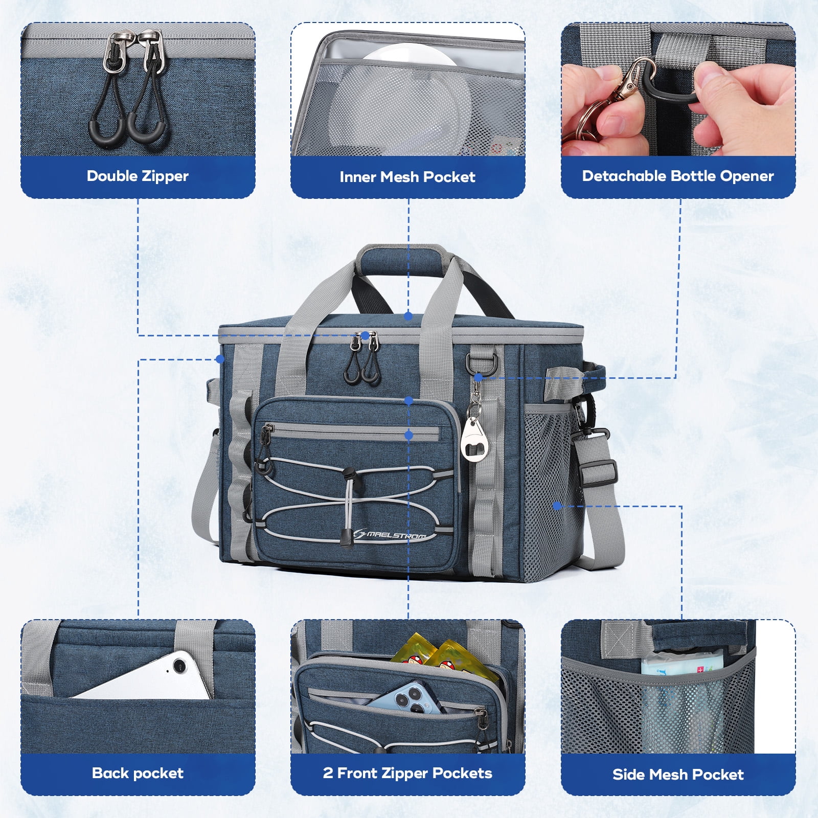 Maelstrom Soft Sided Cooler Bag, 30/40 Can Collapsible Insulated Ice Chest, Large Leakproof Portable Storage for Camping, Travel, Kayaking & Beach