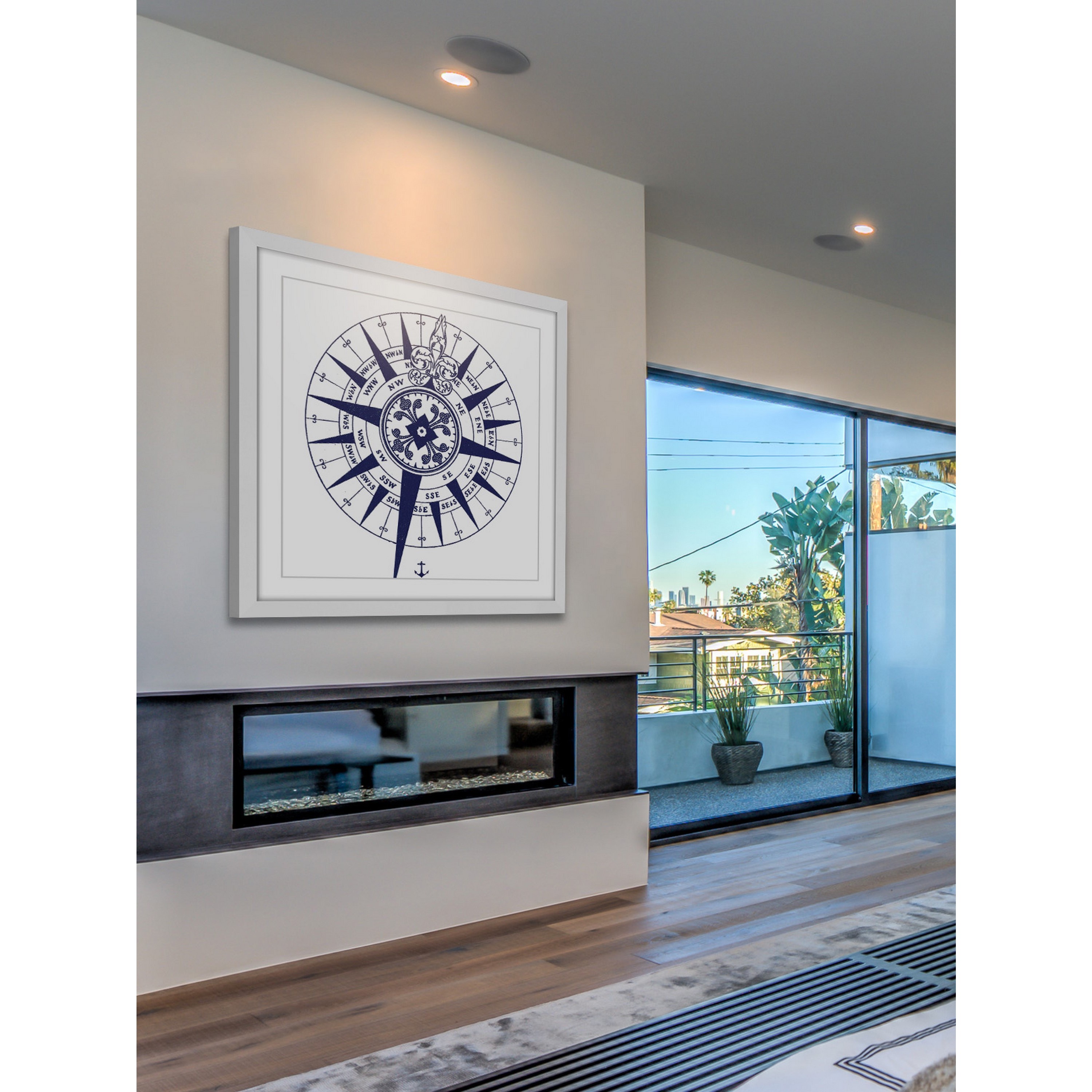 "Blue Compass" Framed Painting Print