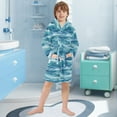 thumbnail image 5 of FORMRS Kids Bathrobe Unisex Hooded Robe Toddler Pajamas Sleepwear, Size 7-9T, Green Watercolor Ocean Waves, 5 of 7