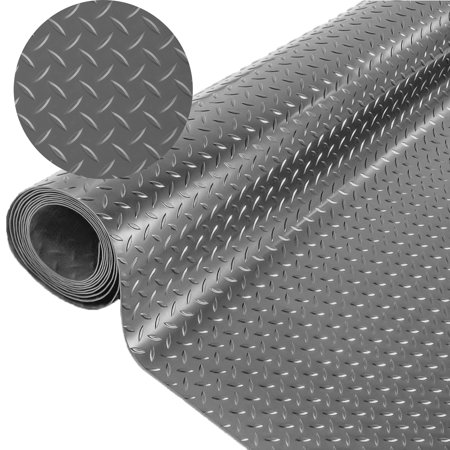 IAJXWI 47.2" x 98.4" Heavy Duty Garage Floor Mat, 2.5 mm Anti-slip Garage Mat Roll, Diamond Floor Covering Gym Flooring Mat, Grey