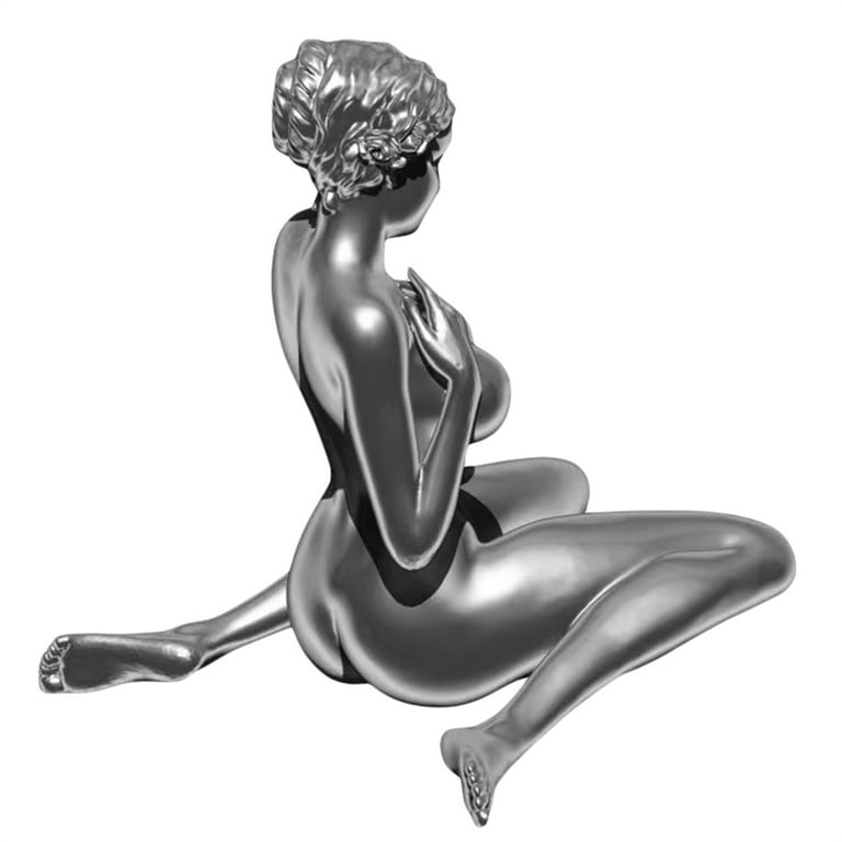 Nude Female Statue Kneeling with Hands-on Between Legs Naked Female  Sculpture Art Decoration