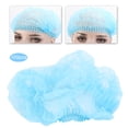 thumbnail image 4 of Gorro de ducha plisado desechable no tejido, azul, para baño, Spa, cabello, hogar, 100 Uds., 4 of 8