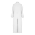 thumbnail image 5 of Mrat Women Linen Button Jumpsuits Long Sleeve Shirt Wide Leg Jumpsuit Beach Baggy Pants One-Piece Jumpsuit with Pockets S-76 White L, 5 of 6
