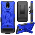 thumbnail image 7 of For AT&T Calypso U318AA/Calypso 2 U319AA /Cricket Vision 3/Cricket Debut 4g LTE Case with Tempered Glass Screen Protector Hybrid Cover Kickstand Phone Belt Clip Holster - Blue, 7 of 7