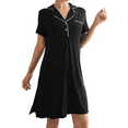 thumbnail image 3 of INNERSY Women's Nightgown Short Sleeve Button Down Soft V Neck Sleepshirt(S,Black), 3 of 9