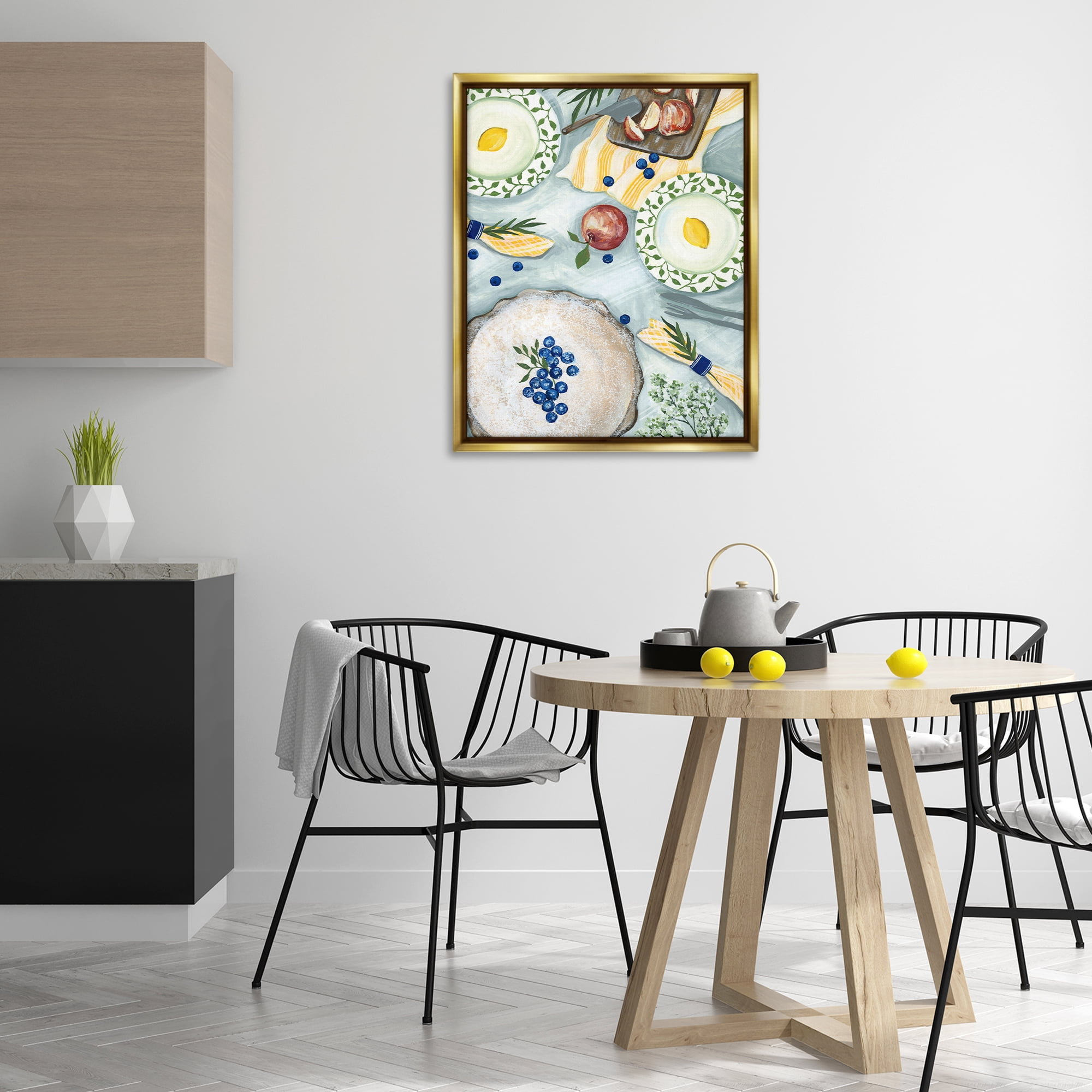 Stupell Industries Summer Picnic Fruits Food & Beverage Painting Gold Floater Framed Canvas Art Print Wall Art, 25 x 31