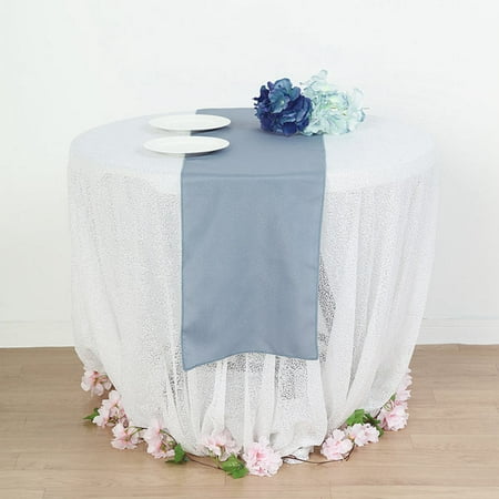 

Efavormart 5PCS of DUSTY BLUE Premium Polyester Table Top Runner For Weddings Party Banquets Decor Fit Rectangle and Round Table