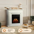 thumbnail image 3 of KISSAIR Electric Fireplace Mantel Wooden Surround Firebox, Free Standing Fireplace, with Remote Control, Adjustable LED Flame, 750W/1500W -White, 3 of 6