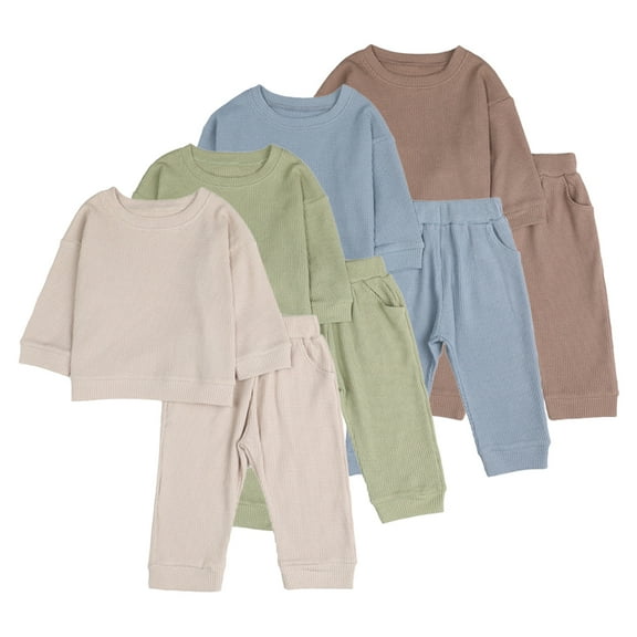 Esaierr 3 Months-3 Years 2PCS Boys Girls Sweatshirts Set for Newborn Baby,Long Sleeve Pullover Sweatshirt Tops pants,Fall Winter Long-Sleeved Outfit