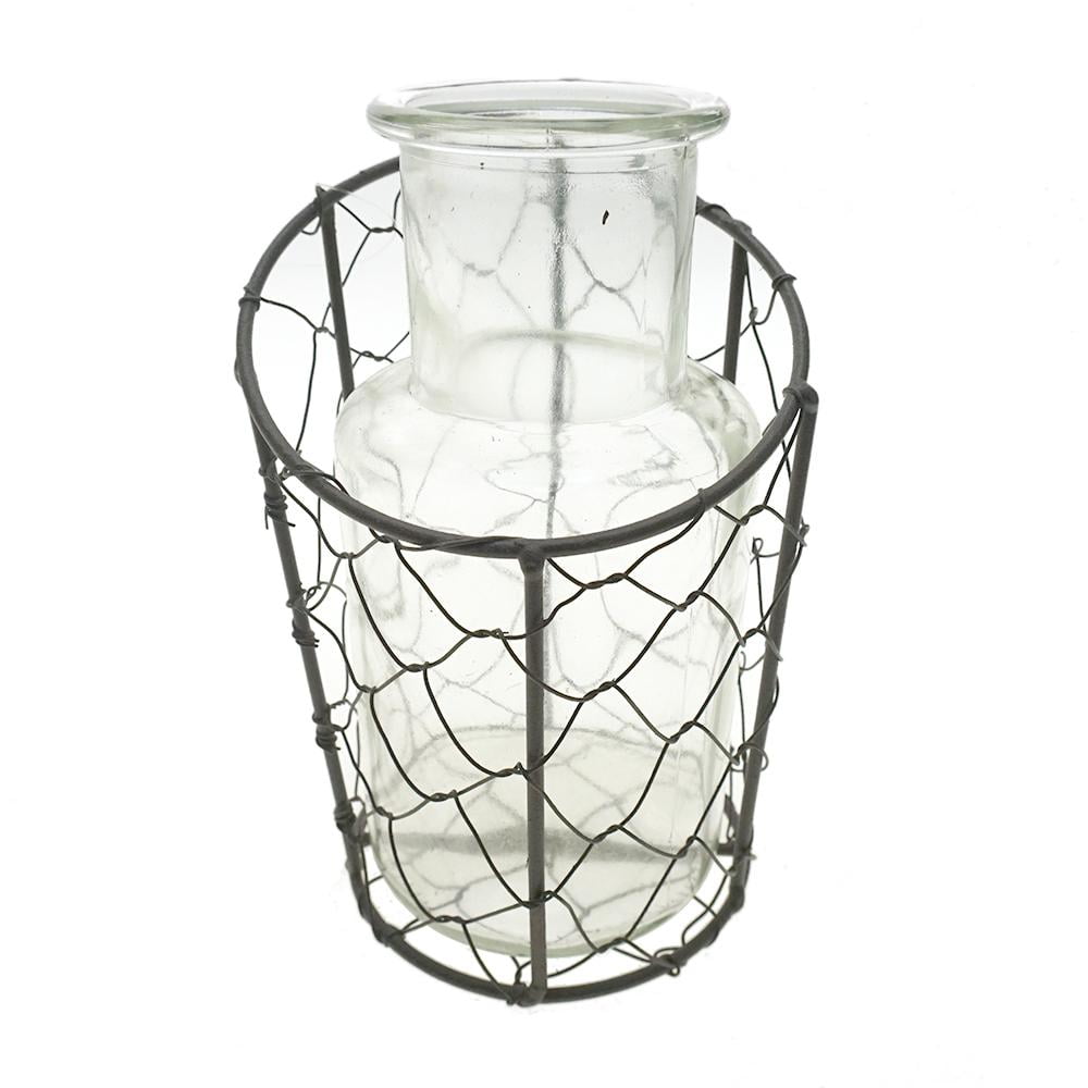 Wired Mesh Glass Vase Holder, 6Inch