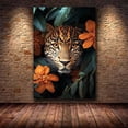 thumbnail image 3 of Leopard Face Tropical Flowers Canvas Wall Art, Wildlife Animal Prints Painting for Living Room Bedroom Bathroom Decor, Framed Ready to Hang Ready to hang-12"L x 8"W, 3 of 10