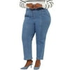 MODA NOVA Juniors' Plus Pants Slash Pocket Drawstring Waist Straight Jeans Light Blue 1X