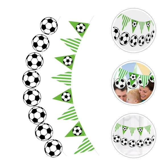 MEIBUTYUP 4Pcs Soccer Party Banner Assorted Color Soccer Themed Party Supplies for Birthday
