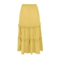thumbnail image 4 of RUTAYY Women's Skirt Elastic High Waist Boho Style Ruffle Slim Fit A-Line Solid Color Comfortable Breathable Trendy Travel Midi Skirt, 4 of 7
