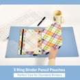 thumbnail image 5 of Colorful Gingham 2 Pack Pencil Pouch for 3 Ring Binder Smooth Zipper Folders with Pockets Clear Window Pencil Case, 5 of 6