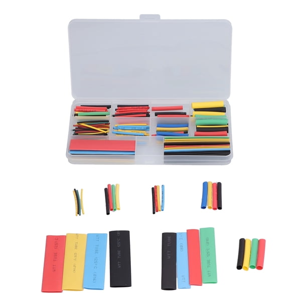 Kit de 164 tubos termorretráctiles de poliolefina para aislamiento de cables eléctricos. Surtido de fundas.