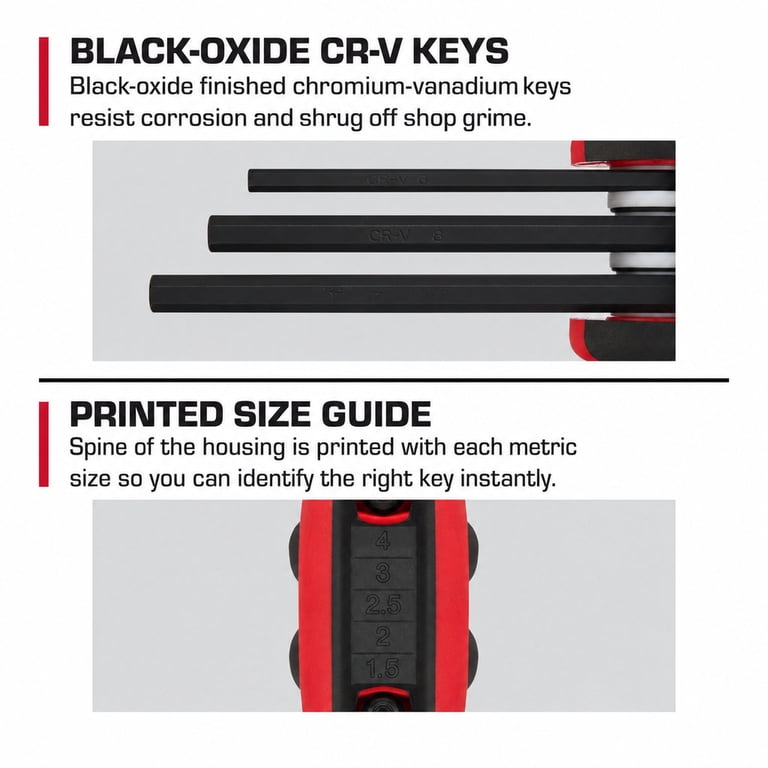 Hyper Tough Heavy-Duty Folding Metric Hex Key Set, 8-Piece photo 4