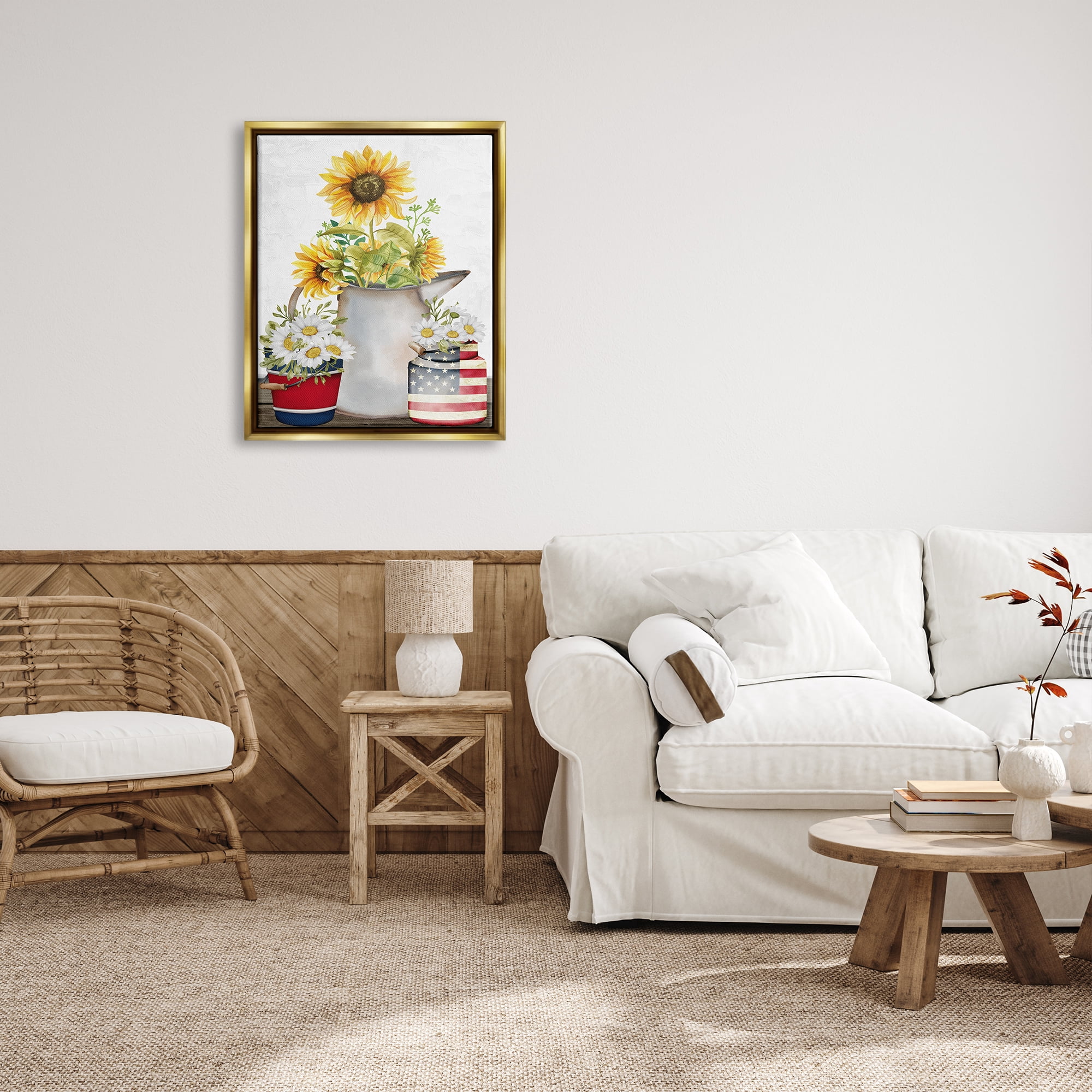 Stupell Industries Americana Flower Bouquets Botanical & Floral Painting Gold Floater Framed Art Print Wall Art, 25 x 31