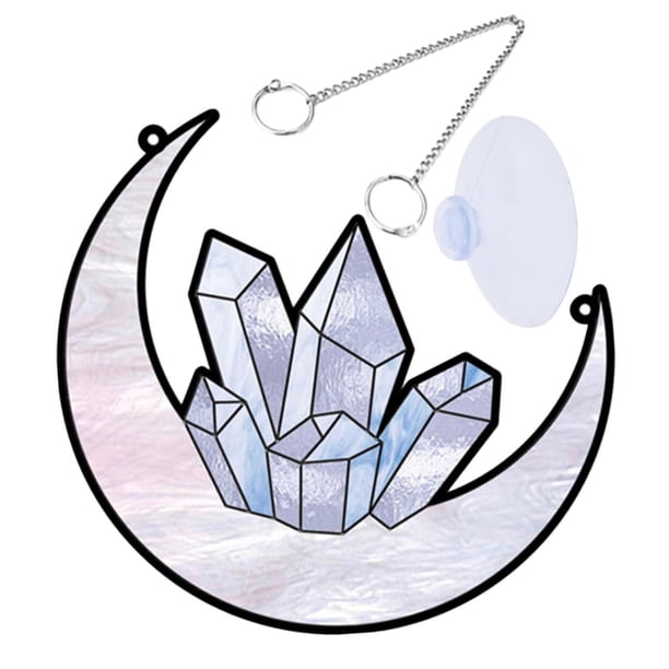 1 juego de colgantes de colores para ventana, colgantes de cristal acrílico con forma de luna