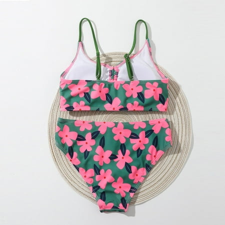 

Gubotare Toddler Girl 2 Piece Swimsuit Sport Flower Floral Prints High Waist Bikini Set Swimwear Beach Swimsuit Big Girls Size 12 Red 9-10 Years