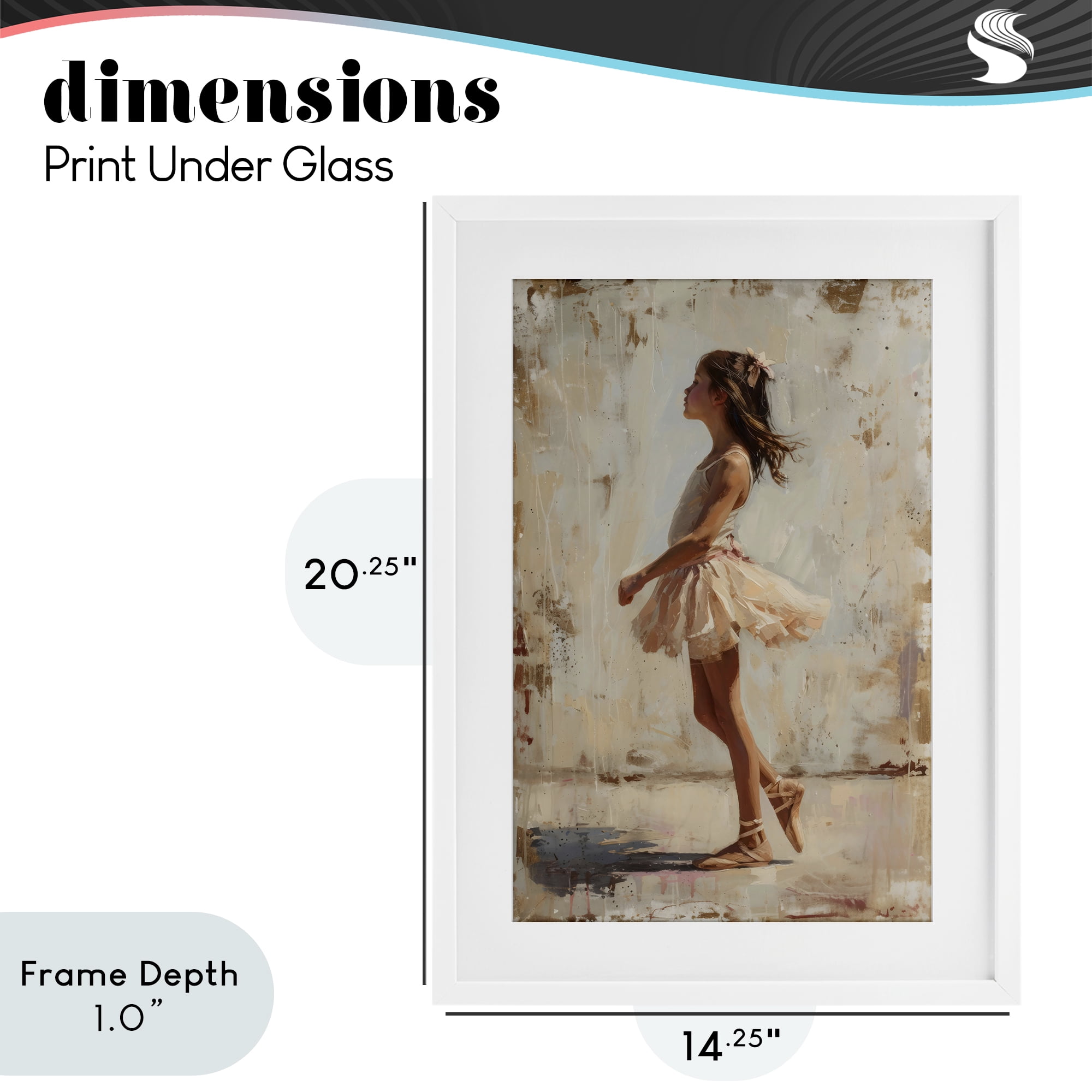 Stupell Industries Ballerina in Soft Light White Framed Print Under Glass, design by Creative Studio