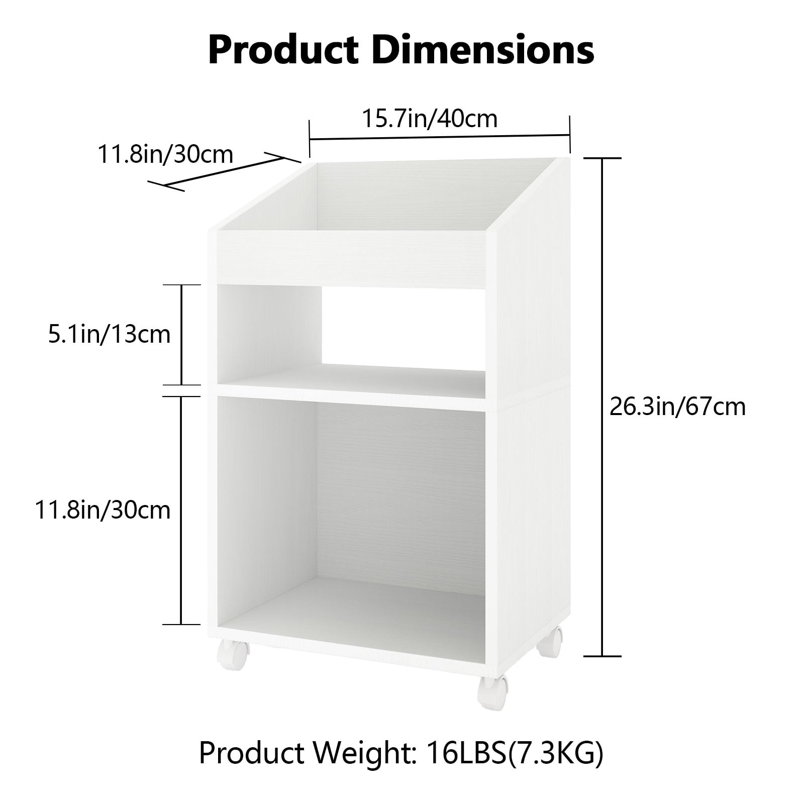 Permory 3-Tier Mobile Files Cabinet, Under Desk White Storage Organizer with Wheels for Home Office