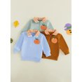 thumbnail image 3 of RUINIXCW Toddler Boy Girl Halloween Outfit Infant Baby Girl Boy Fall Winter Sweatshirt Clothes Pumpkin Embroidery Lapel Neck Half Zipper Long Sleeve Pullover Tops, 3 of 9