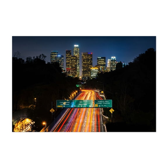 The 110 & LA Skyline - Los Angeles California Photography Unframed Wall Art Print 5 x 7 inches