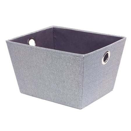 Large Multi Purpose Storage Bin Arrow Weave Canvas With Eyelet Handles Gray