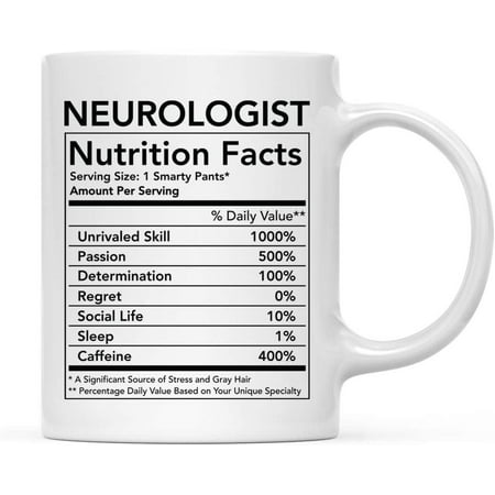 

CTDream Funny 11oz. Ceramic Coffee Tea Mug Thank You Gift Neurologist Nutritional Facts 1-Pack Novelty Gag Birthday Christmas Gift Ideas Coworker