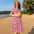thumbnail image 4 of Lsque Strawberry Print Women's Casual Dress T-Shirt Summer Short Sleeve Scoop Neck Swing Dresses, 4 of 6