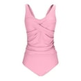 thumbnail image 3 of OGLCCG Womens Tankini Bathing Suits High Waisted Deep V Neck Swimwear with Shorts Two Piece Ruched Swimsuits,XL,Hot Pink, 3 of 5
