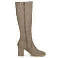 thumbnail image 5 of BLISSFUL STEP Women's Knee High Boots Side Zipper Faux Suede Block Chunky Heels Taupe 7, 5 of 7