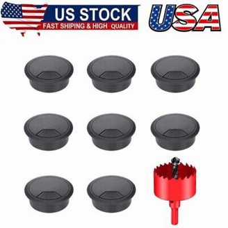 6-Pack 2-Inch (50mm) Rubber Desk Grommets – Black Cable Hole Covers For Desks, Tables & Workstations – Keep Wires Tidy